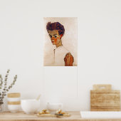 Egon Schiele Selbstportrait mit gestreiftem Shirt Poster (Küche)