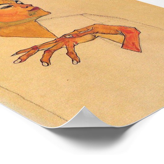 Egon Schiele - Selbstportrait mit Händen auf der B Poster (Ecke)