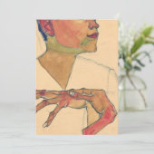 Egon Schiele Selbstportrait mit Händen auf der Bru Einladung (Stehend Vorderseite)