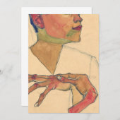 Egon Schiele Selbstportrait mit Händen auf der Bru Einladung (Vorne/Hinten)