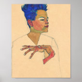 Egon Schiele Selbstportrait mit Händen auf der Bru Poster (Vorne)