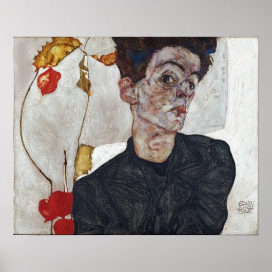 Egon Schiele Selbstportrait mit Physalis Poster (Vorne)