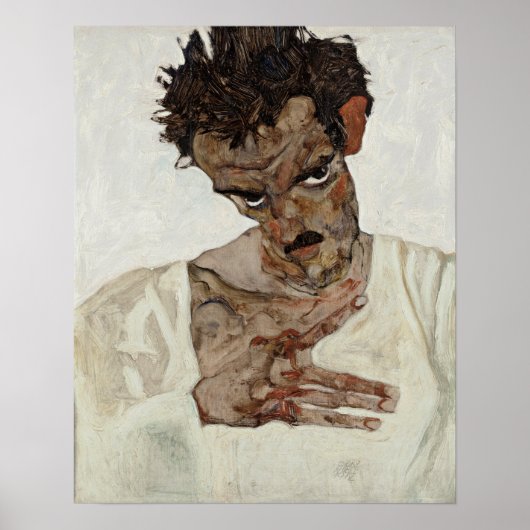Egon Schiele Selbstportrait mit reduziertem Kopf Poster (Vorne)