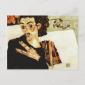 Egon Schiele - Selbstportrait mit schwarzer Vase Postkarte (Vorderseite)