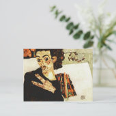 Egon Schiele - Selbstportrait mit schwarzer Vase Postkarte (Stehend Vorderseite)