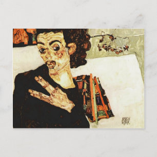 Egon Schiele - Selbstportrait mit schwarzer Vase Postkarte