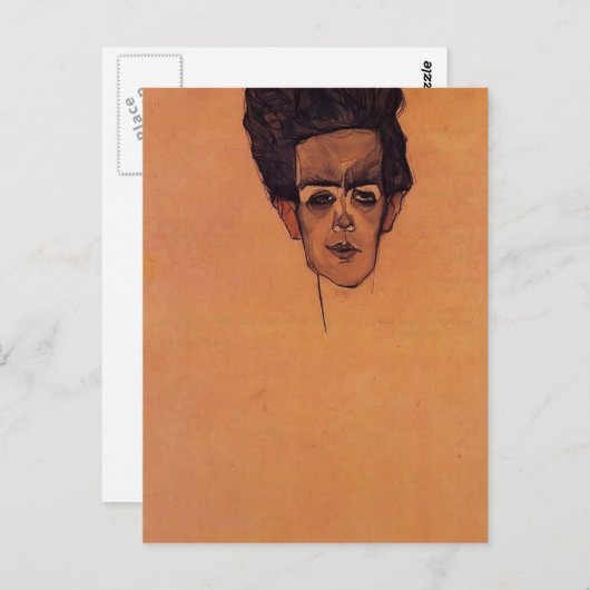 Egon Schiele - Selbstportrait Postkarte (Vorne/Hinten)