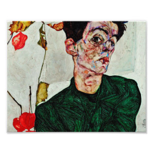 Egon Schiele - Selbstporträt mit chinesischer Late Fotodruck