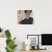 Egon Schiele Selbstporträt mit Physalis Poster (Heimbüro)