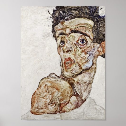 Egon Schiele - Self Portrait with Raised Shoulder Poster (Vorne)