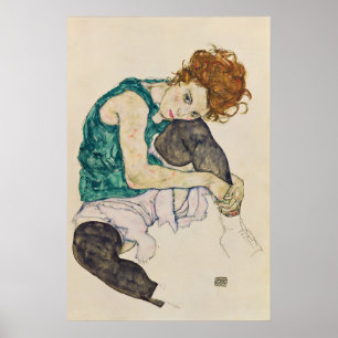 Egon Schiele 'Sitzende Frau' Expressionismus Kunst Poster