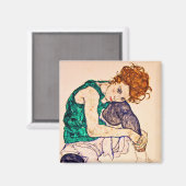 Egon Schiele - sitzende Frau mit Beinen Gezeichnet Magnet (Vorderseite/Rückseite)
