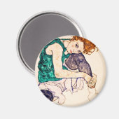 Egon Schiele - sitzende Frau mit Beinen Gezeichnet Magnet (Vorderseite/Rückseite)