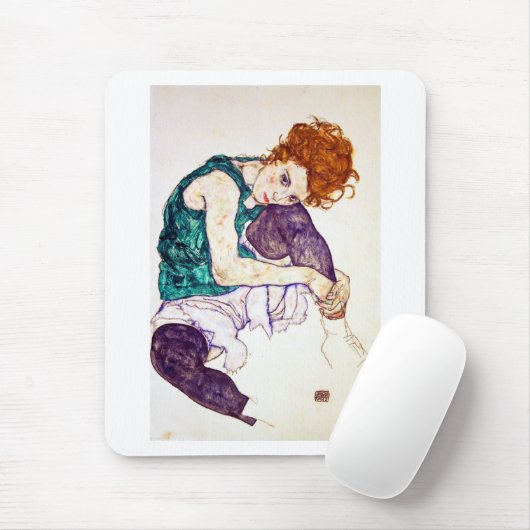 Egon Schiele sitzende Frau mit Beinen Gezeichnet Mousepad (Mit Mouse)