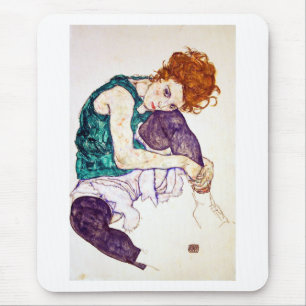Egon Schiele sitzende Frau mit Beinen Gezeichnet Mousepad