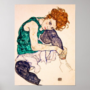 Egon Schiele - sitzende Frau mit Beinen Gezeichnet Poster