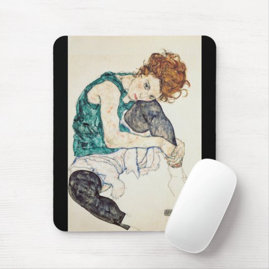 Egon Schiele Sitzende Frau mit Kniebesatz Mousepad (Mit Mouse)
