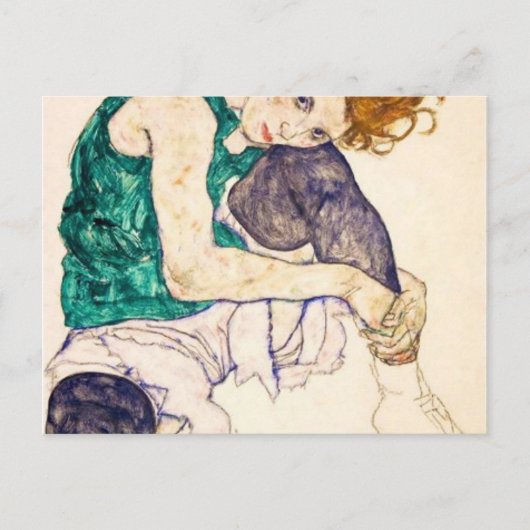 Egon Schiele Sitzende Frau Postkarte (Vorderseite)