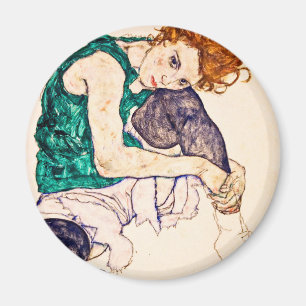 Egon Schiele - Sitzfrau mit den Beinen aufgestellt Magnet