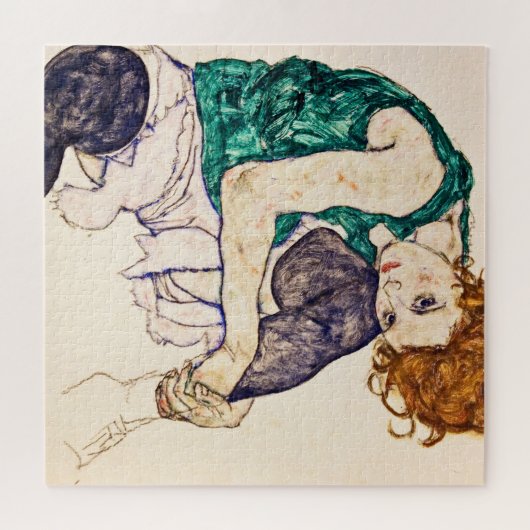 Egon Schiele - Sitzfrau mit den Beinen aufgestellt Puzzle (Horizontal)