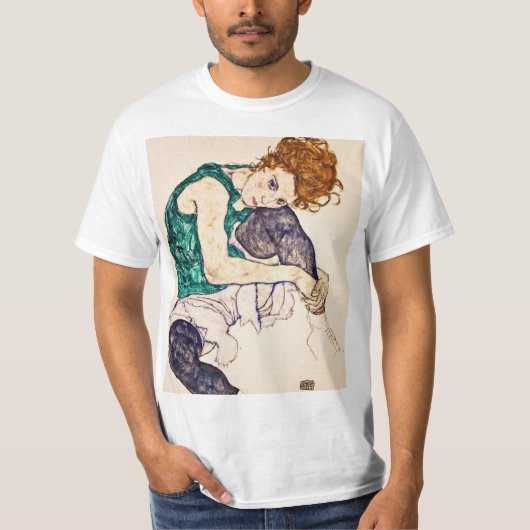 Egon Schiele - Sitzfrau mit den Beinen aufgestellt T-Shirt (Vorderseite)