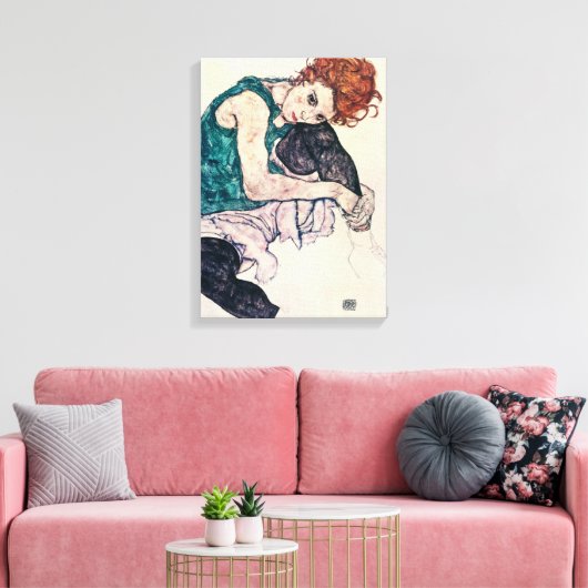 Egon Schiele Sitzgelegene Canvas Print Leinwanddruck (Insitu (Wohnzimmer))