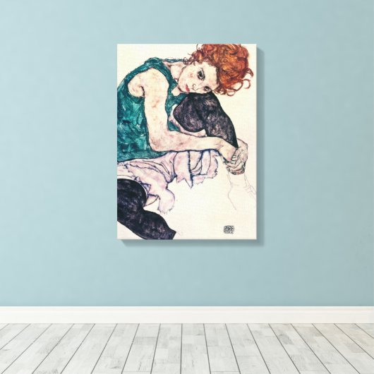 Egon Schiele Sitzgelegene Canvas Print Leinwanddruck (Insitu (Holzboden))