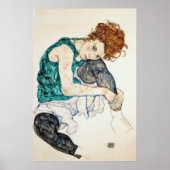 Egon Schiele Sitzgelegene Frau mit Bent Knee Poster (Vorne)