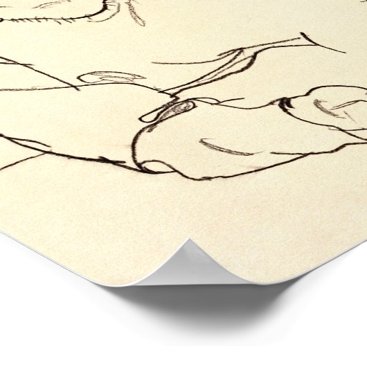 Egon Schiele - Sitzgelegene Frau Poster (Ecke)