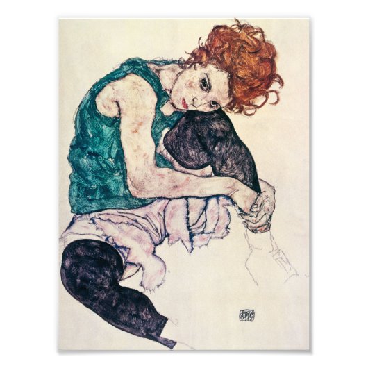 Egon Schiele Sitzgelegene Frau Print Fotodruck (Vorne)