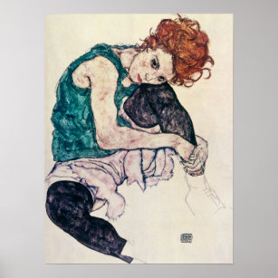 Egon Schiele Sitzplatetikerin Poster