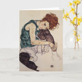 Egon Schiele Sitzplatzierte Frau mit gebleihtem Kn Karte (Gelbe Blume)