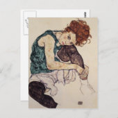 Egon Schiele Sitzplatzierte Frau mit gebleihtem Kn Postkarte (Vorne/Hinten)