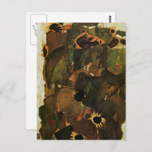 Egon Schiele - Sonnenblumen Postkarte (Vorne/Hinten)