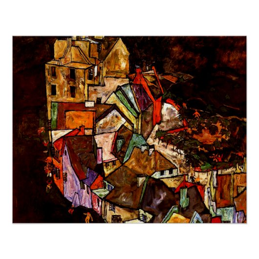 Egon Schiele - Stadtrand Poster (Vorderseite)