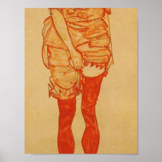 Egon Schiele - Stehende Frau in Rot Poster (Vorne)