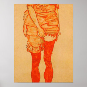 Egon Schiele - Stehende Frau in Rot Poster