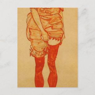 Egon Schiele - Stehende Frau in Rot Postkarte