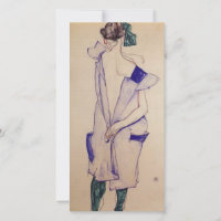Egon Schiele - Stehendes Mädchen in blauem Kleid