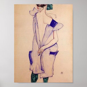 Egon Schiele - stehendes Mädchen in einem blauen Poster