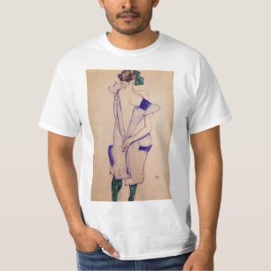 Egon Schiele - Stehendes Mädchen in einem blauen  T-Shirt