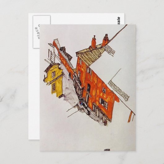 Egon Schiele - Straße in Krumau Postkarte (Vorne/Hinten)