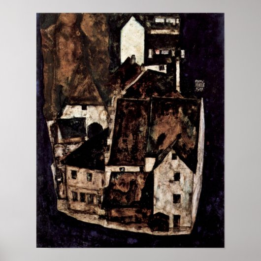 Egon Schiele - Tote Stadt am blauen Fluss Poster (Vorne)