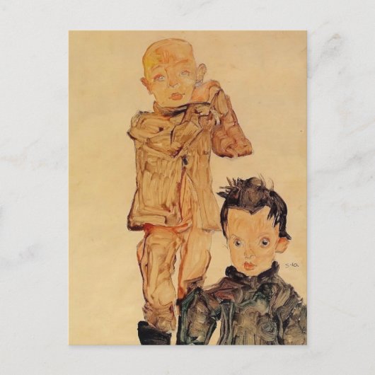 Egon Schiele - Zwei Jungs Postkarte (Vorderseite)
