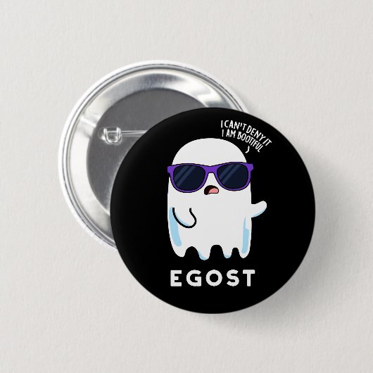 Egost Funny Halloween Ego Ghost Pun Dark BG Button (Vorne & Hinten)