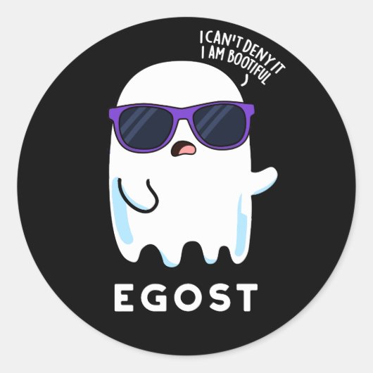 Egost Funny Halloween Ego Ghost Pun Dark BG Runder Aufkleber (Vorderseite)