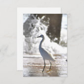 Egret auf der Strandkarte Dankeskarte (Vorne/Hinten)