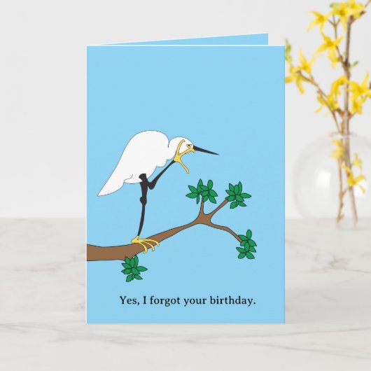 Egret Belated Birthday Karte (Gelbe Blume)