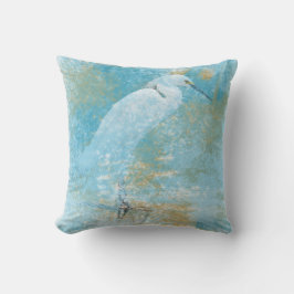 Egret Bird Coastal Beach Art Kissen