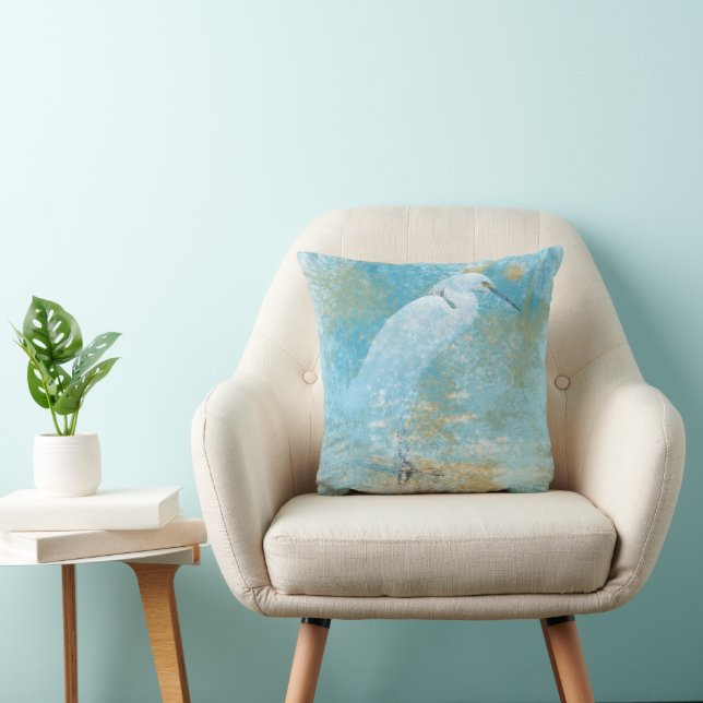 Egret Bird Coastal Beach Art Kissen (Stuhl )